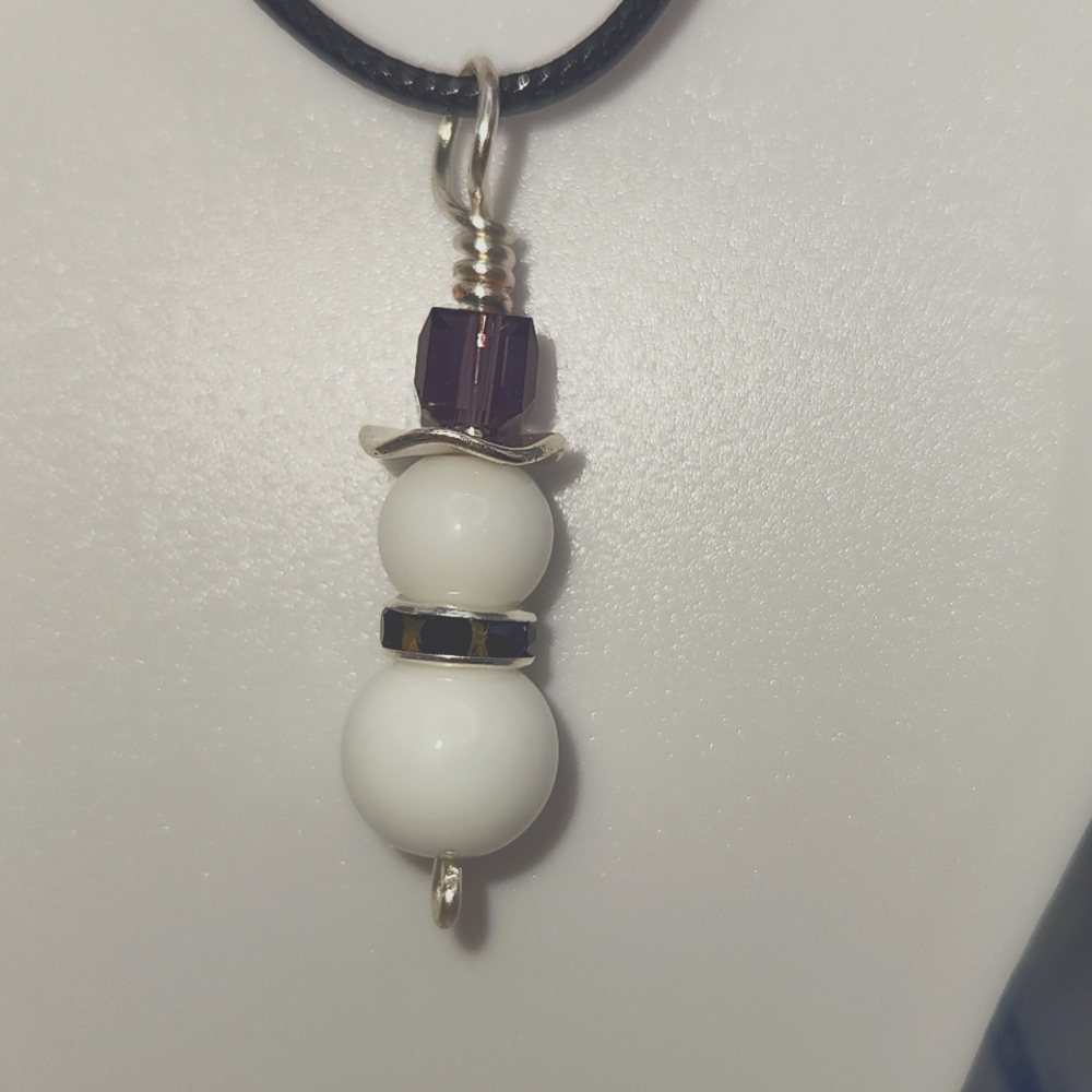 Top Hat Snowman in Purple and Silver